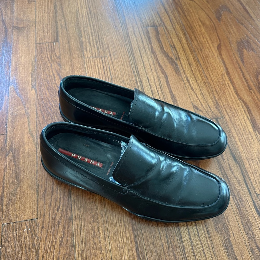 Prada Linea Rossa Black Leather Loafers - Picture 2 of 10